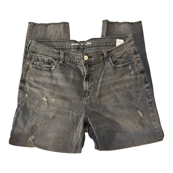 Old Navy Mid-Rise Boyfriend Straight Ripped Black, Gray Jeans, Size 10 - Picture 9 of 16